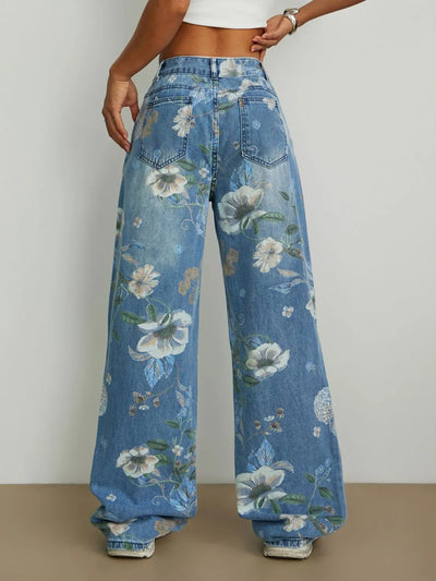 Printed Wide Leg Jeans