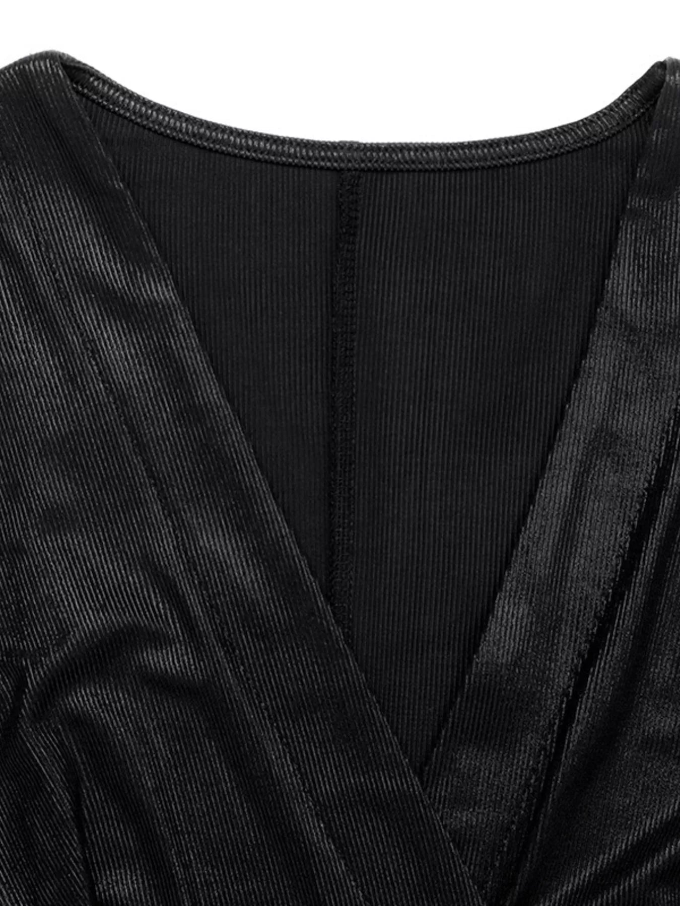 Surplice Long Sleeve Midi Dress