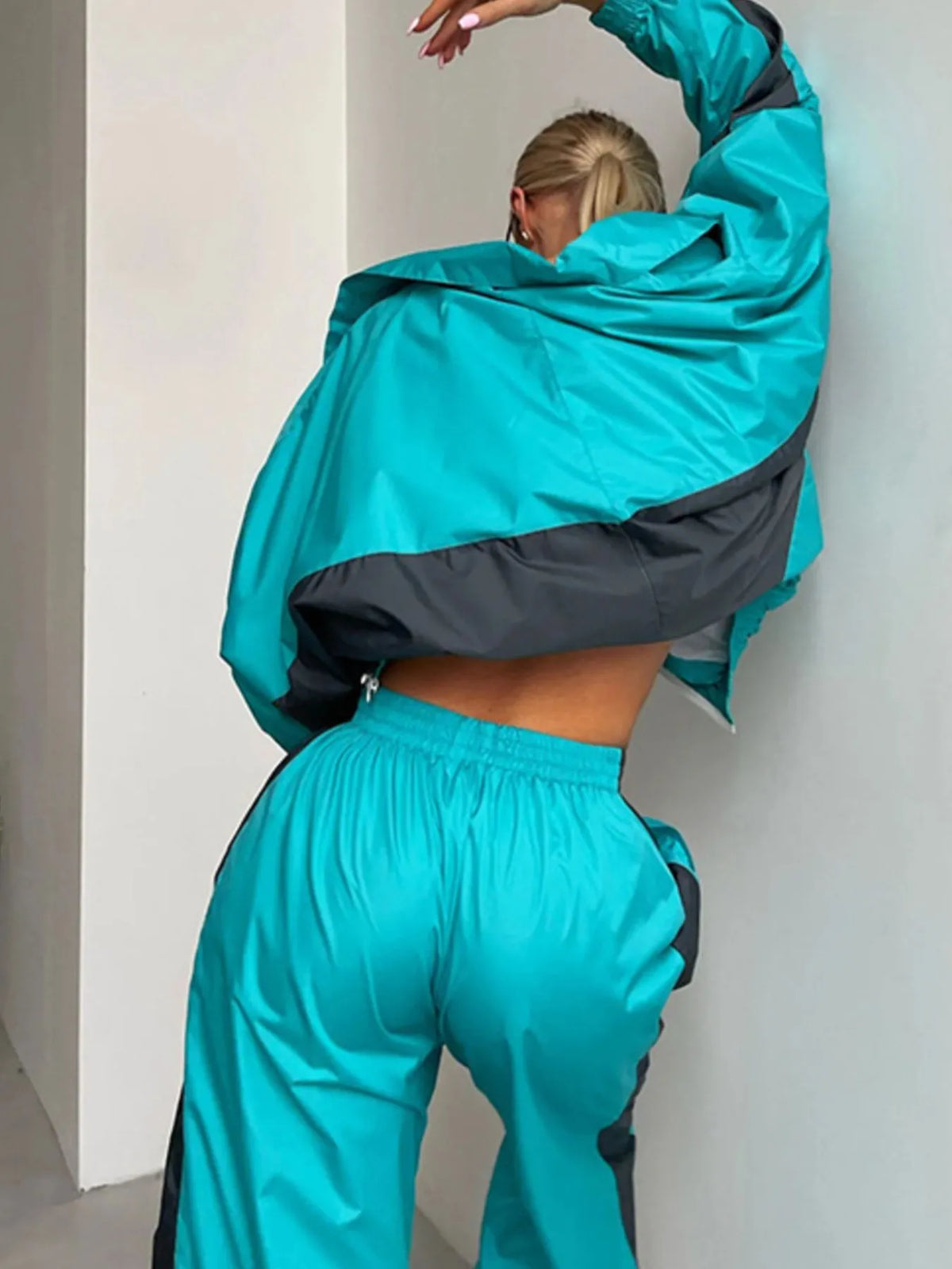 Zip Up Long Sleeve Top and Pants Set