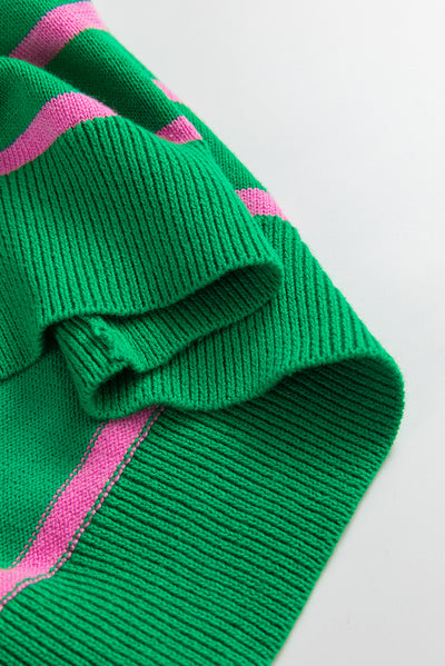 Chic Bow Striped V-Neck Cardigan - Cozy, Trendy, Fashionable