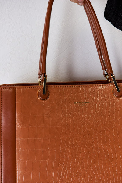 David Jones Texture PU Leather Handbag for Stylish Elegance