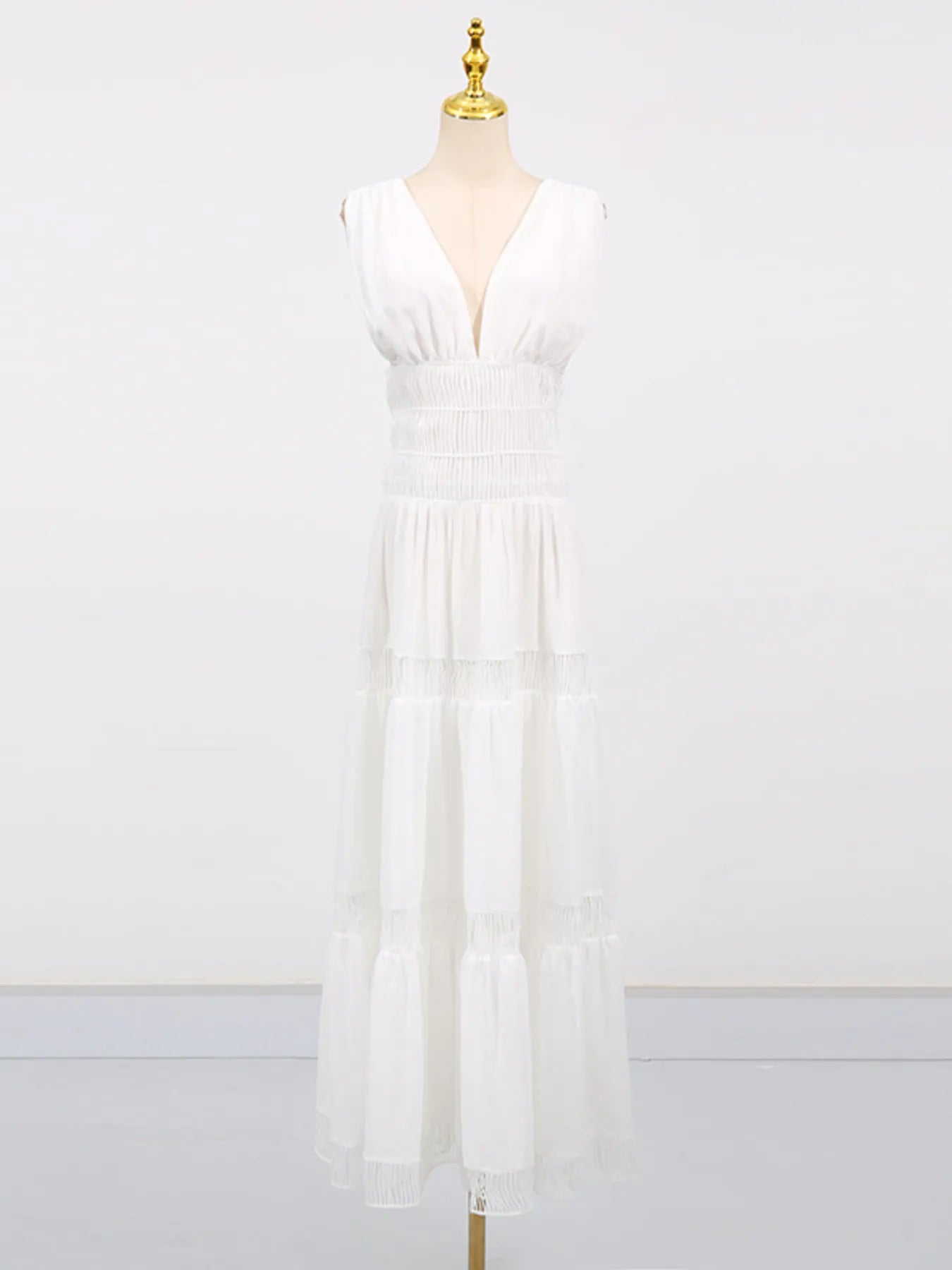 Tiered V-Neck Sleeveless Maxi Dress