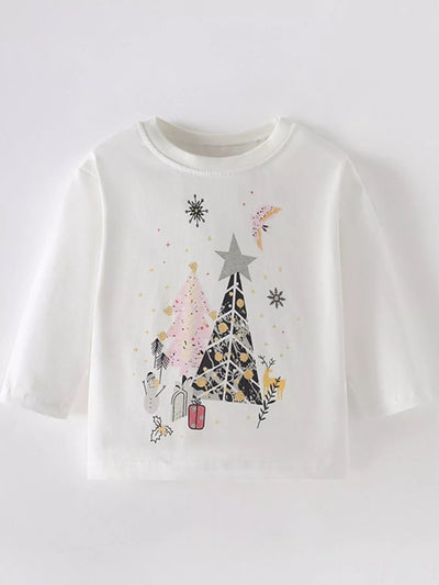 Children's Christmas Tree Graphic Long Sleeve T-Shirt