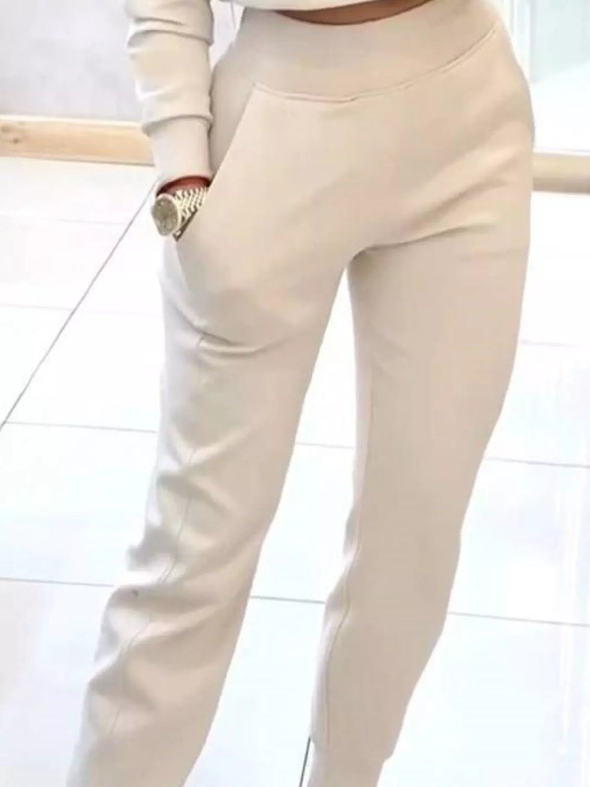 Casual Chic Cropped Sweatshirt and Jogger Set