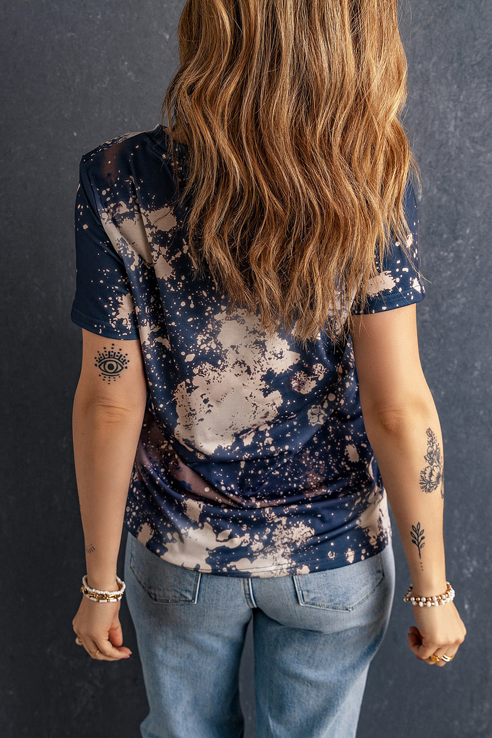 Trendy Boots Graphic Tee with Splatter Design, Short Sleeve
