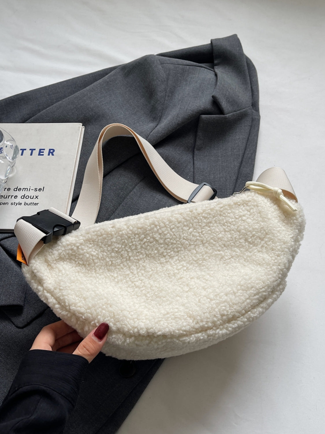 Stylish Sherpa Crossbody Bag with Adjustable Strap