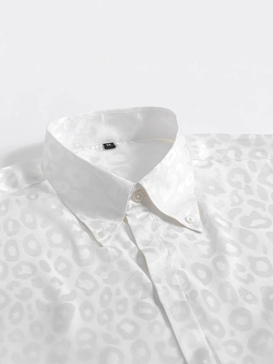 Men's Full Size Leopard Button Down Satin Shirt Plus Size