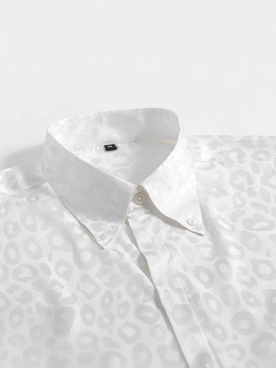 Men's Full Size Leopard Button Down Satin Shirt Plus Size