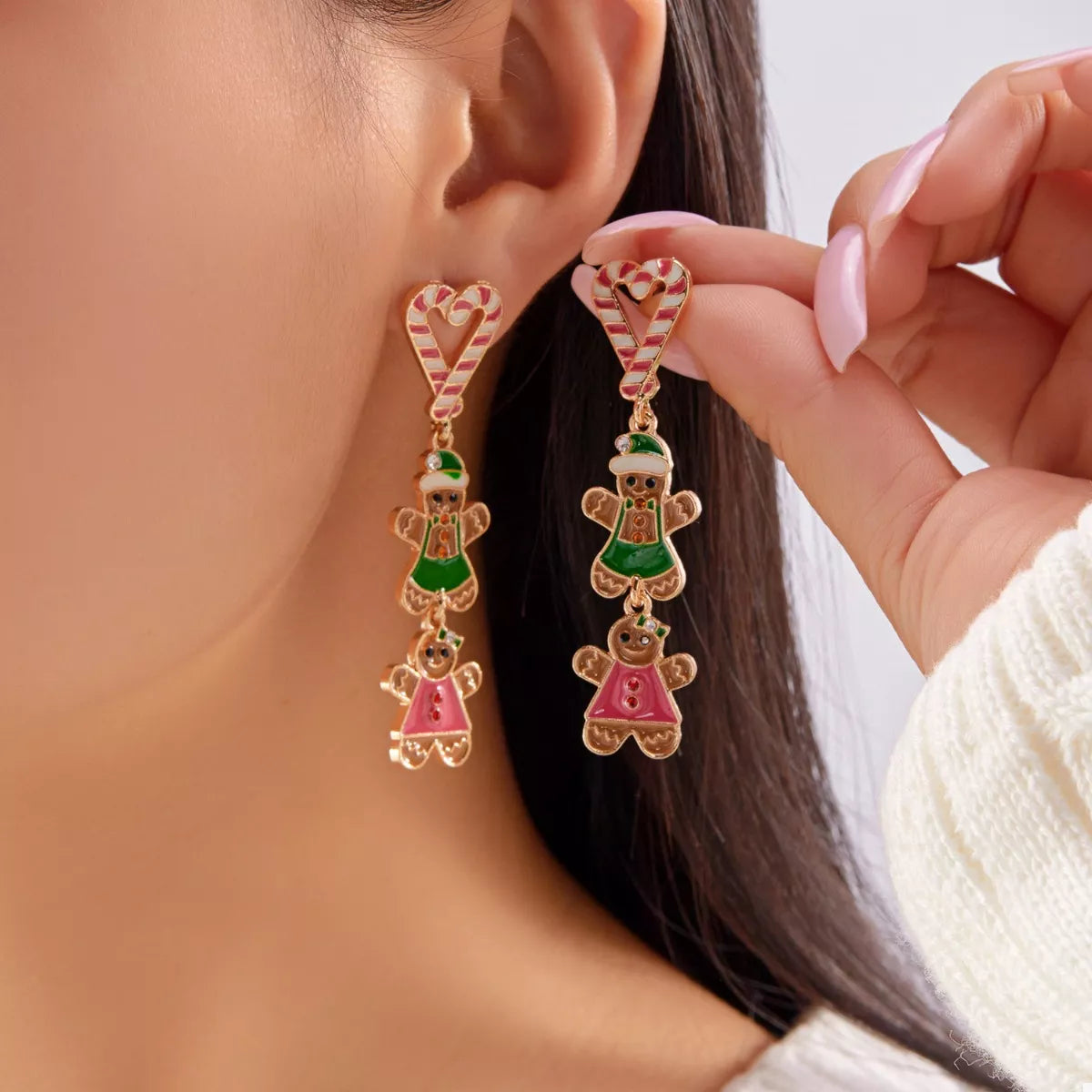 Christmas Gingerbread Drop Earrings