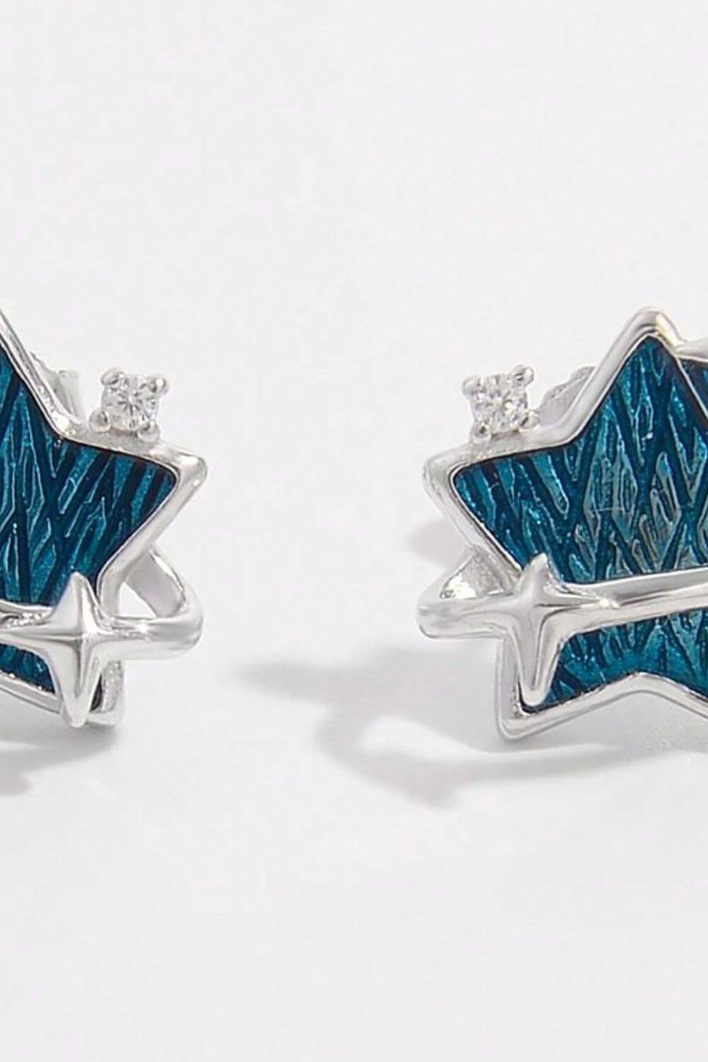 Elegant 925 Sterling Silver Star Earrings with Zircon Sparkle
