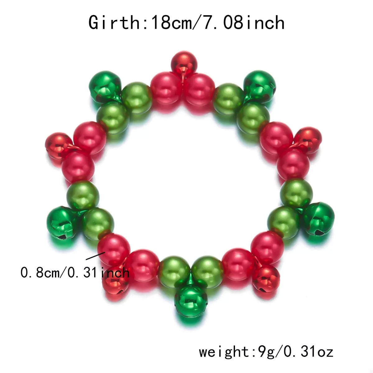 Christmas Holiday Beaded Bell Bracelet