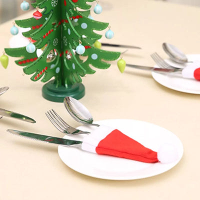 Christmas Santa Hat Cutlery Holders Decorative Table Setting