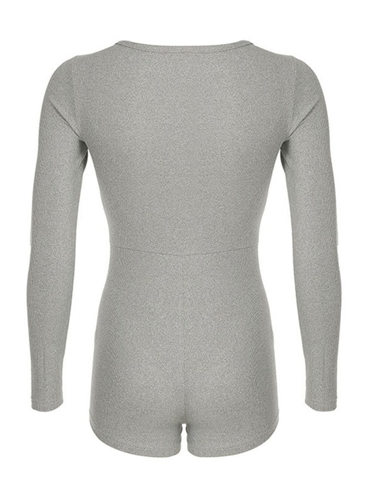Deep V-Neck Long Sleeve Romper
