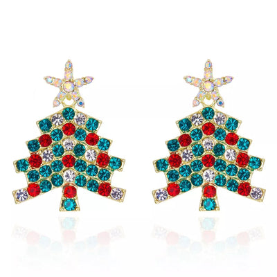 Christmas Tree Rhinestone Earrings