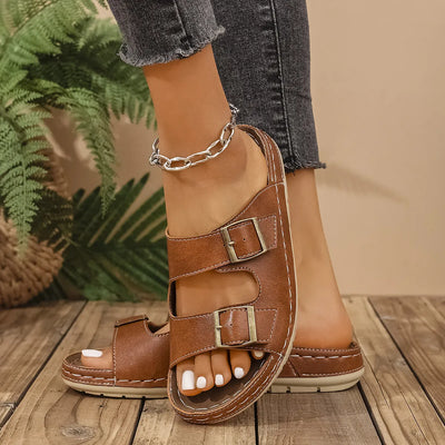 Double Buckle Platform Sandals
