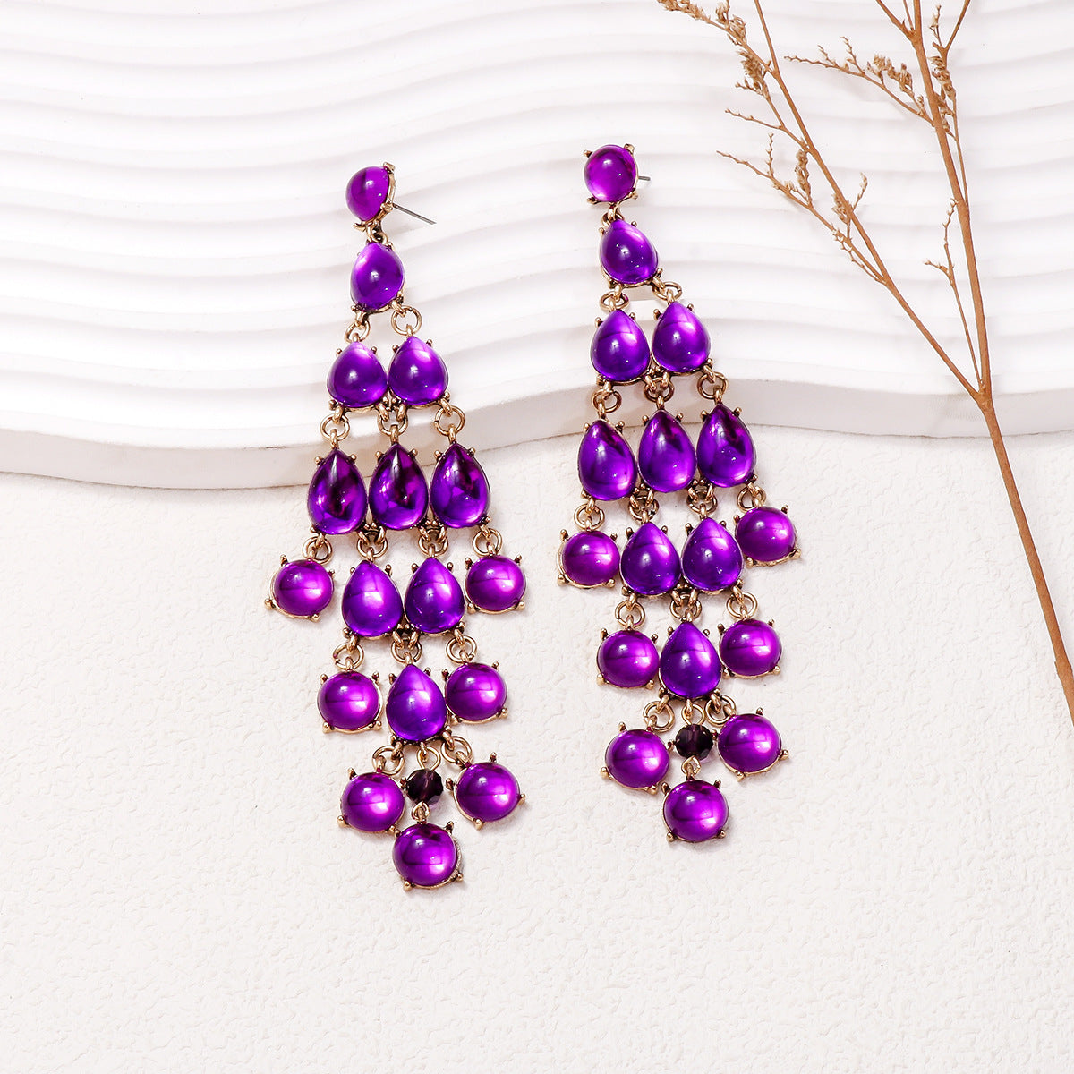 Elegant Alloy & Rhinestone Teardrop Earrings for Evening Glam