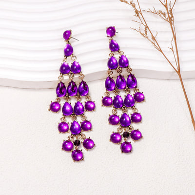 Elegant Alloy & Rhinestone Teardrop Earrings for Evening Glam