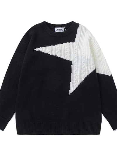 Men's Oversized Star Pattern Knit Sweater