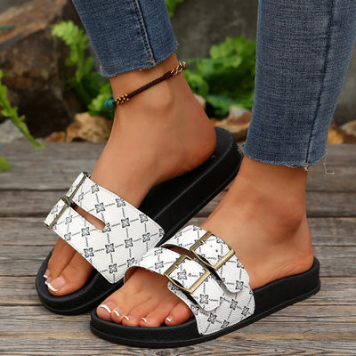 Open Toe Double Buckle Sandals