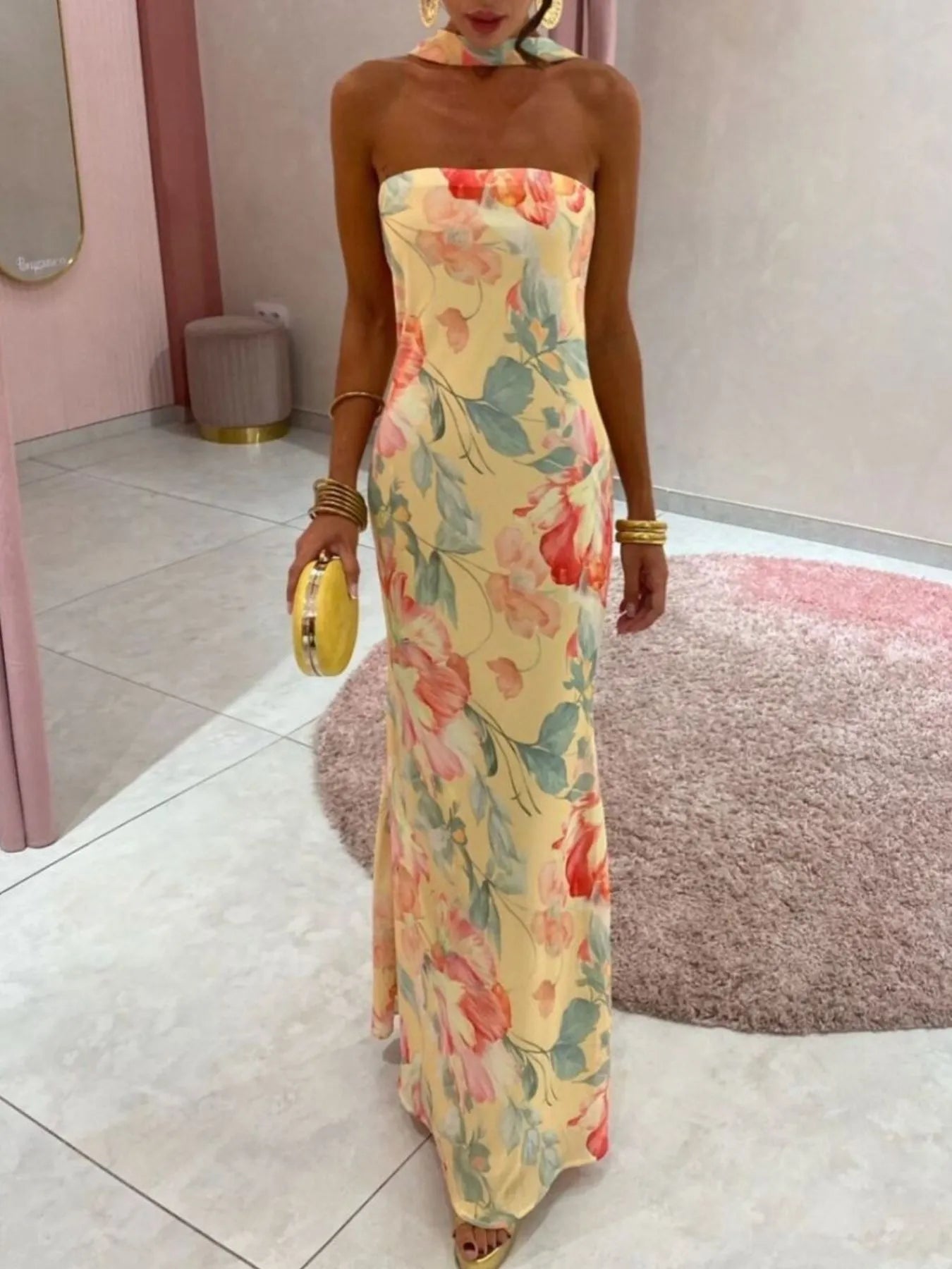 Printed Tube Maxi Dress