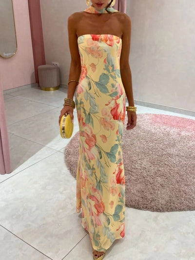 Printed Tube Maxi Dress