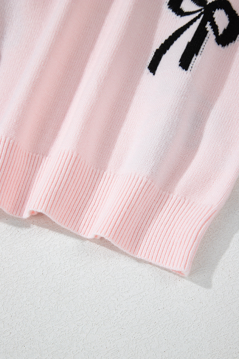 Chic Bow Design Loose Fit Sweater in Soft Pink Hue