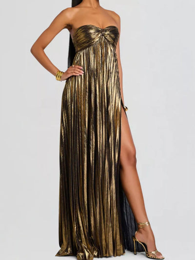 Split Sweetheart Neck Tube Maxi Dress