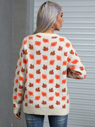 Angel Wings Maple Leaf Cozy Sweater - Perfect for Fall Chic