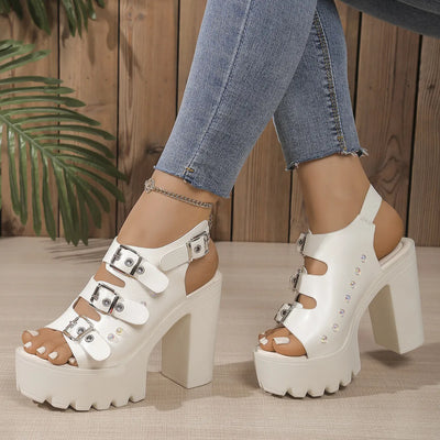 Buckle Platform Block Heels Sandals