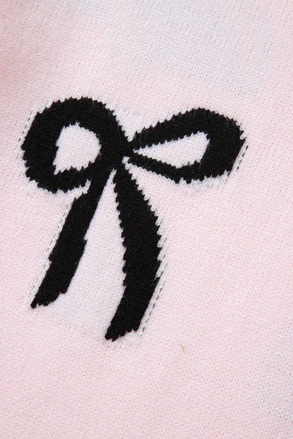 Chic Bow Design Loose Fit Sweater in Soft Pink Hue