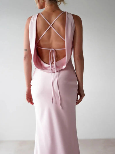 Satin Sleeveless Maxi Dress