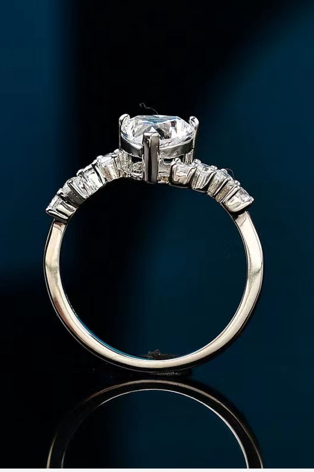 Heart-Shaped 1 Carat Moissanite Sterling Silver Ring