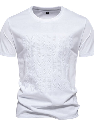 Men's Round Neck Geometric Embroidered T-Shirt for Style