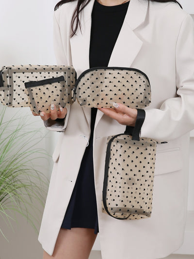Charming Heart Polyester Travel & Cosmetic Bag Gift Set