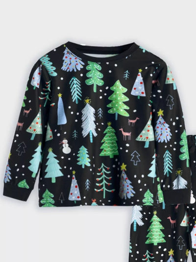 Children's Christmas Tree Print Pajama Set