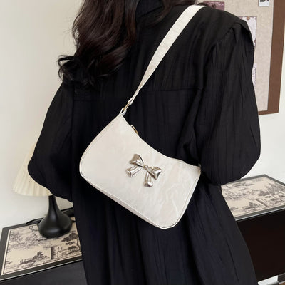 Chic Bow PU Leather Shoulder Bag for Stylish Women