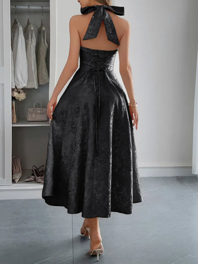 Halter Neck Midi Dress with Pockets