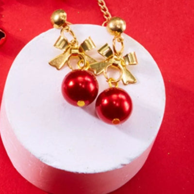 Christmas 18K Gold-Plated Ball Drop Earrings