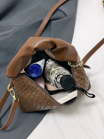 Stylish PU Leather Woven Crossbody Bag for Every Occasion