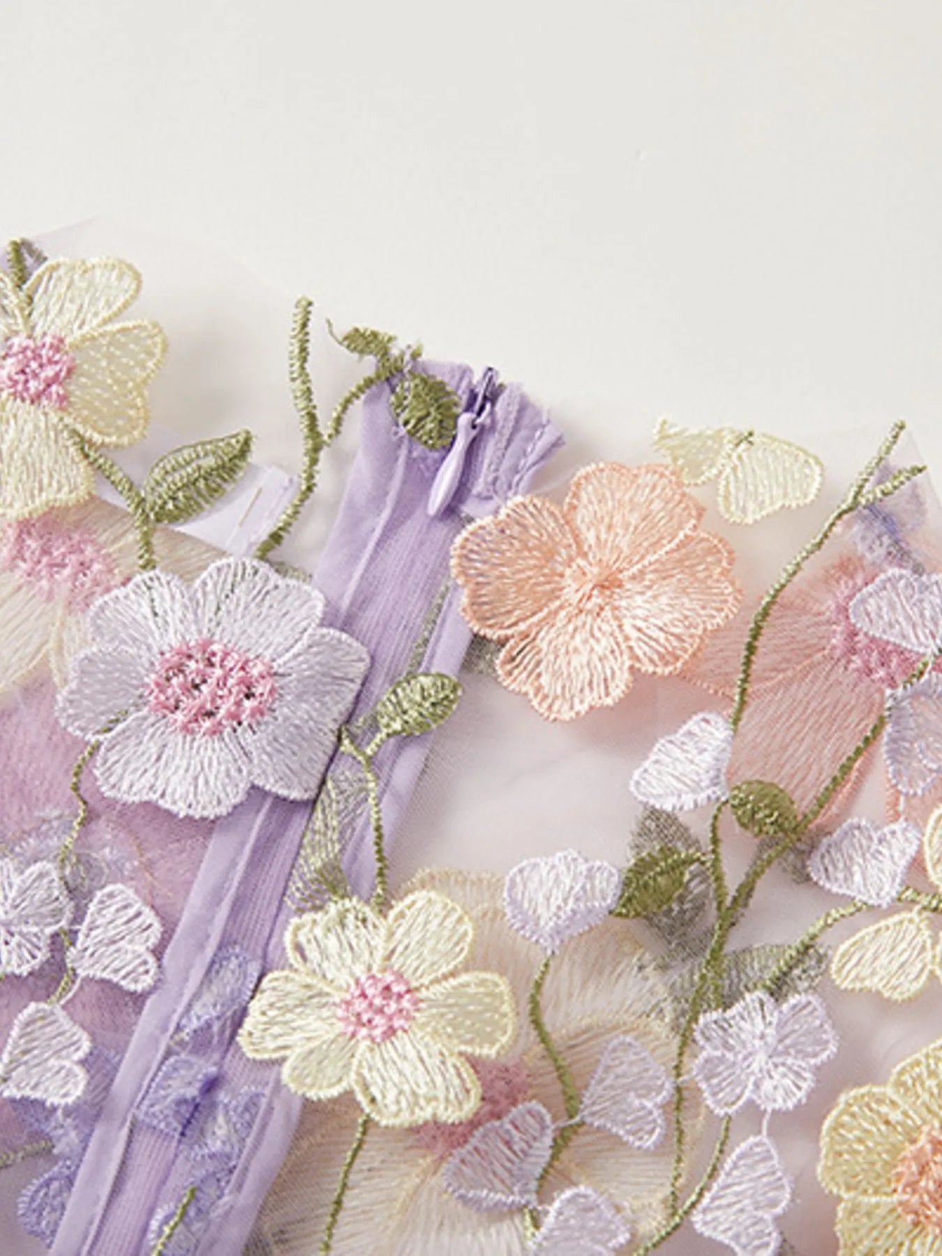 Floral Embroidered Mesh Overlay Maxi Dress