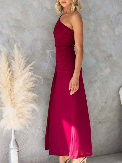 One-Shoulder Cutout Bodycon Maxi Dress