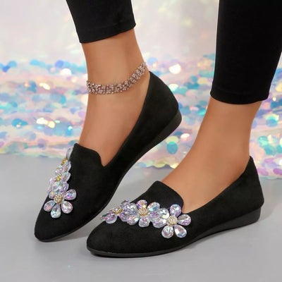 Rhinestone Point Toe Flats Slip-Ons