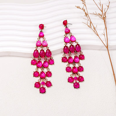 Elegant Alloy & Rhinestone Teardrop Earrings for Evening Glam