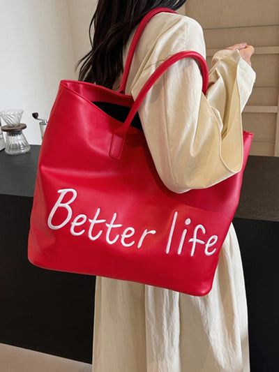 Vibrant Red PU Leather Tote Bag for Trendy Everyday Style
