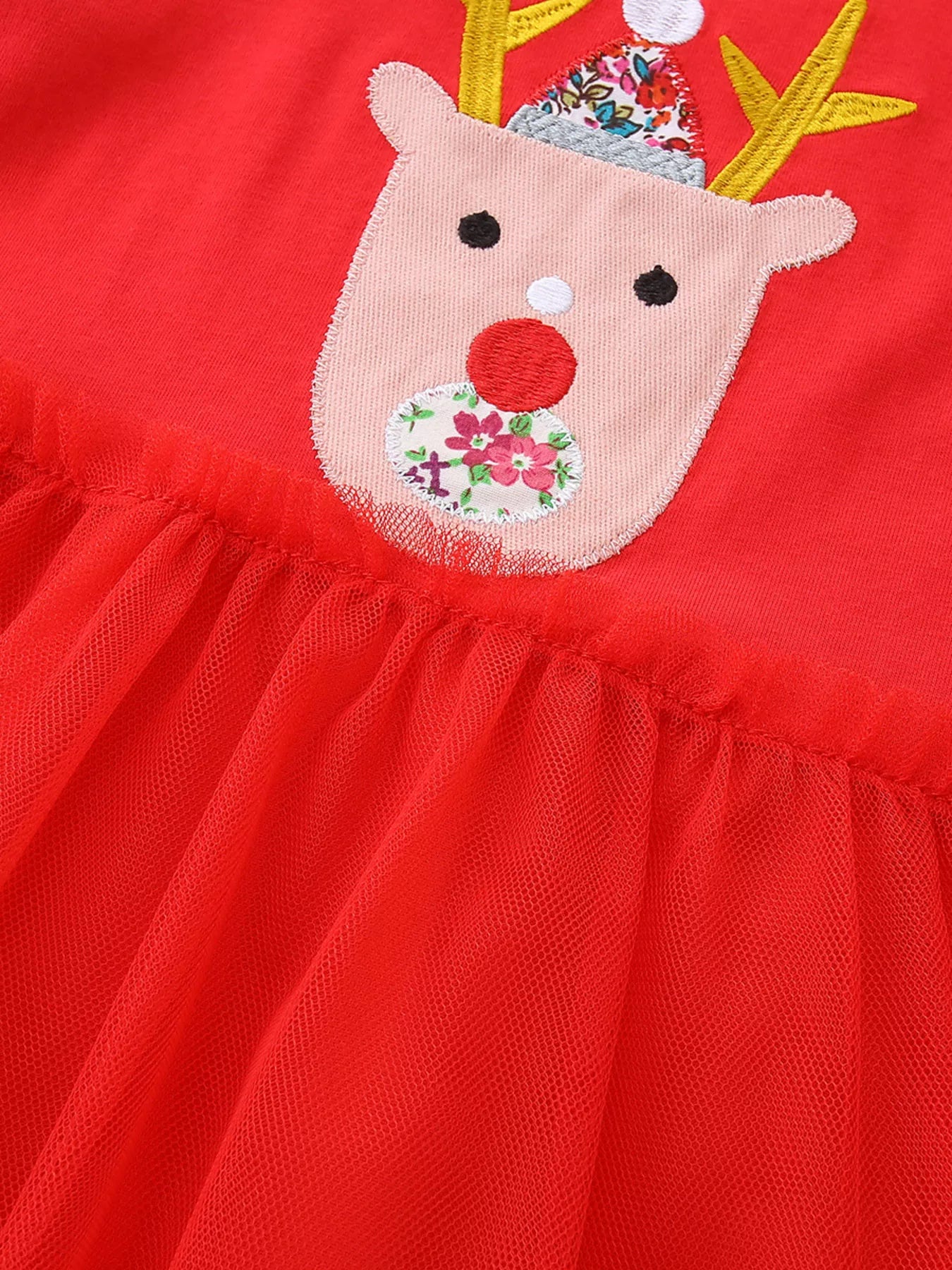 Children's Reindeer Applique Tulle Dress