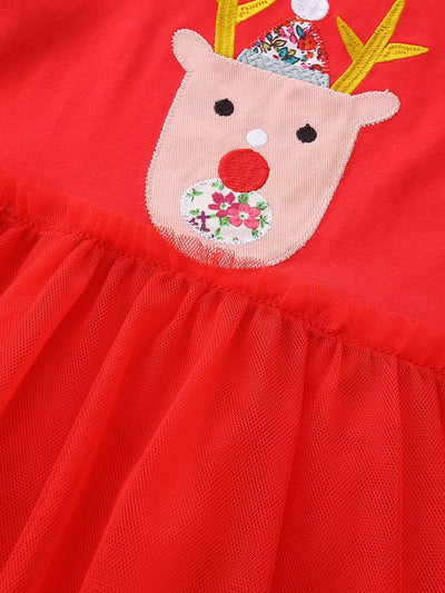 Children's Reindeer Applique Tulle Dress