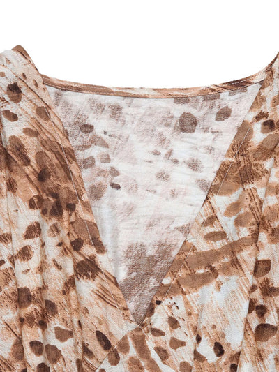 Ruffled V-Neck Balloon Sleeve Dress