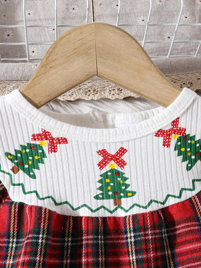 Children's Christmas Plaid Long Sleeve Dress