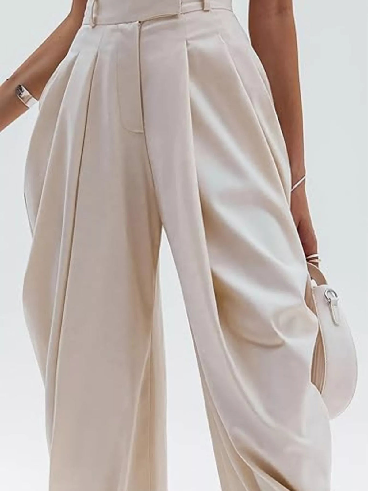 High Waist Pleated Flow Trousers