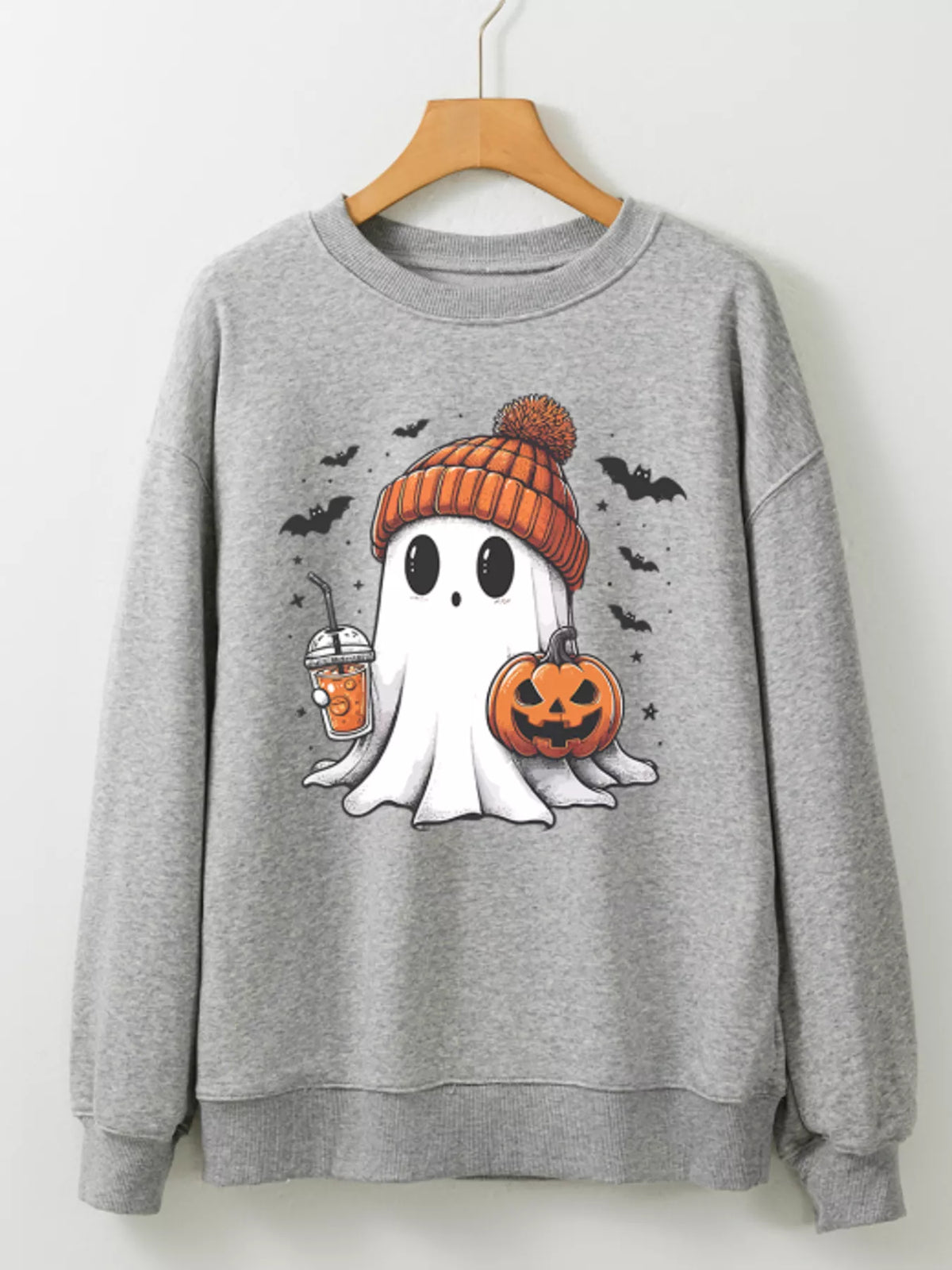 Halloween Ghost Round Neck Sweatshirt